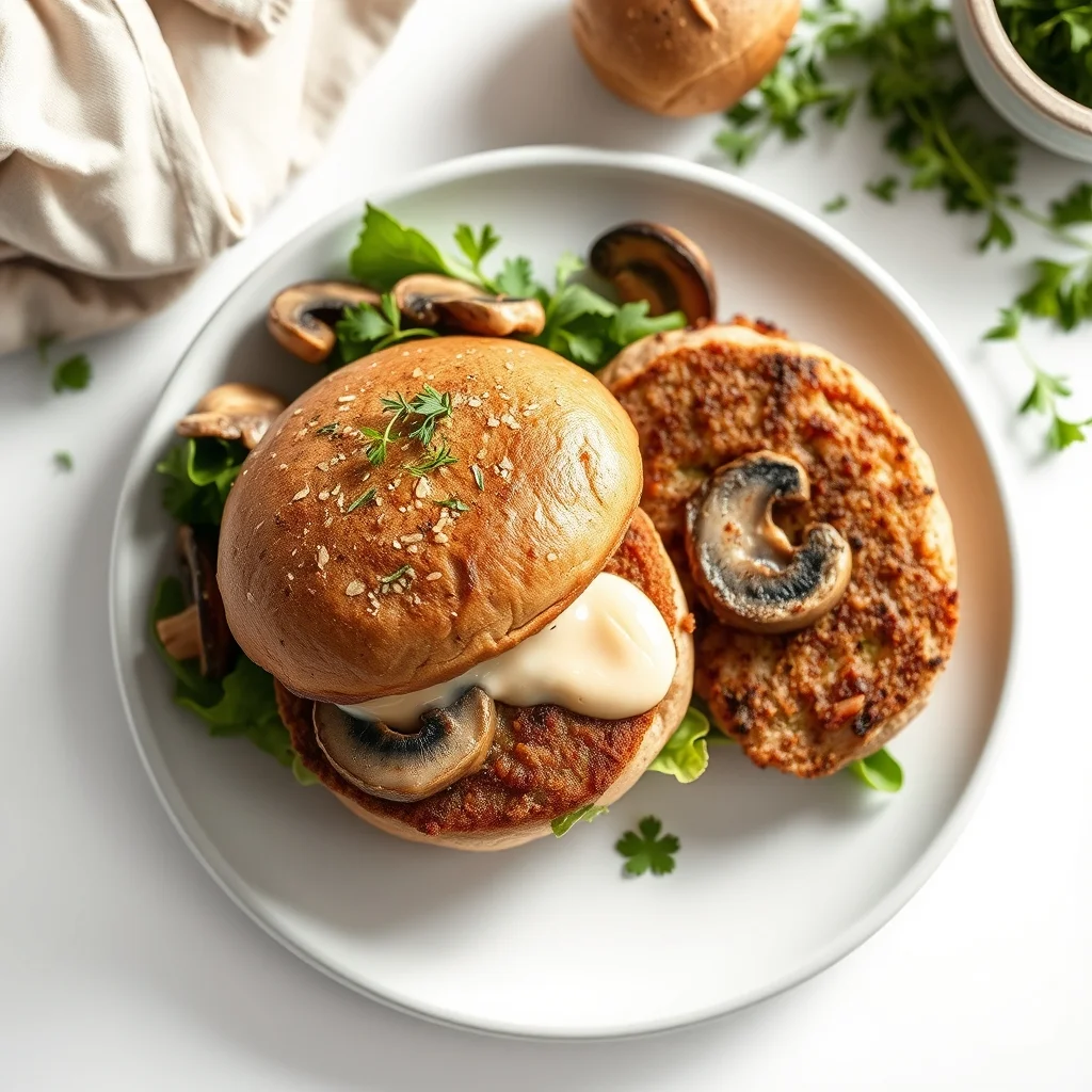 Savory Mushroom & Swiss Stuffed Turkey Burgers