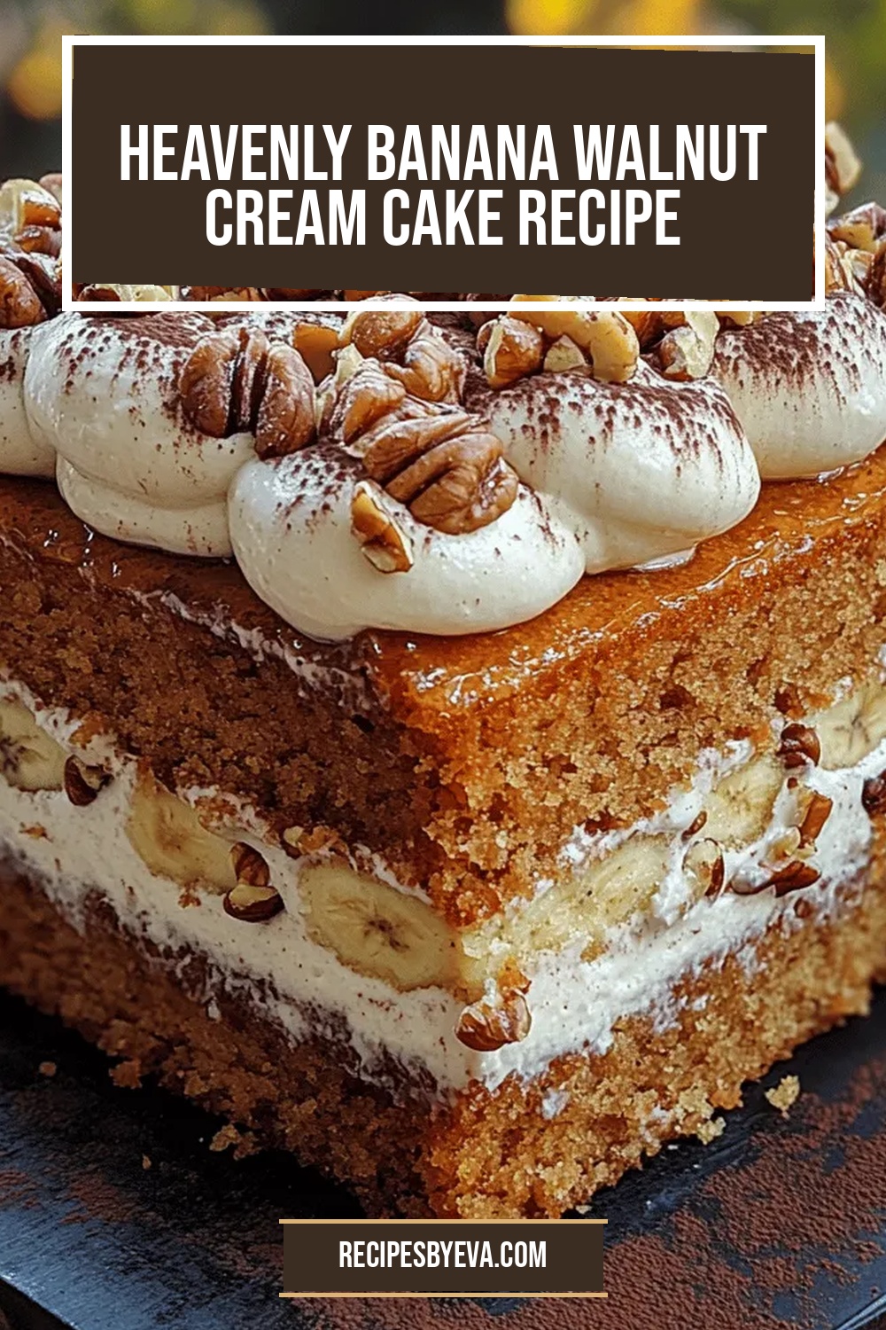 Heavenly Banana Walnut Cream Cake Recipe