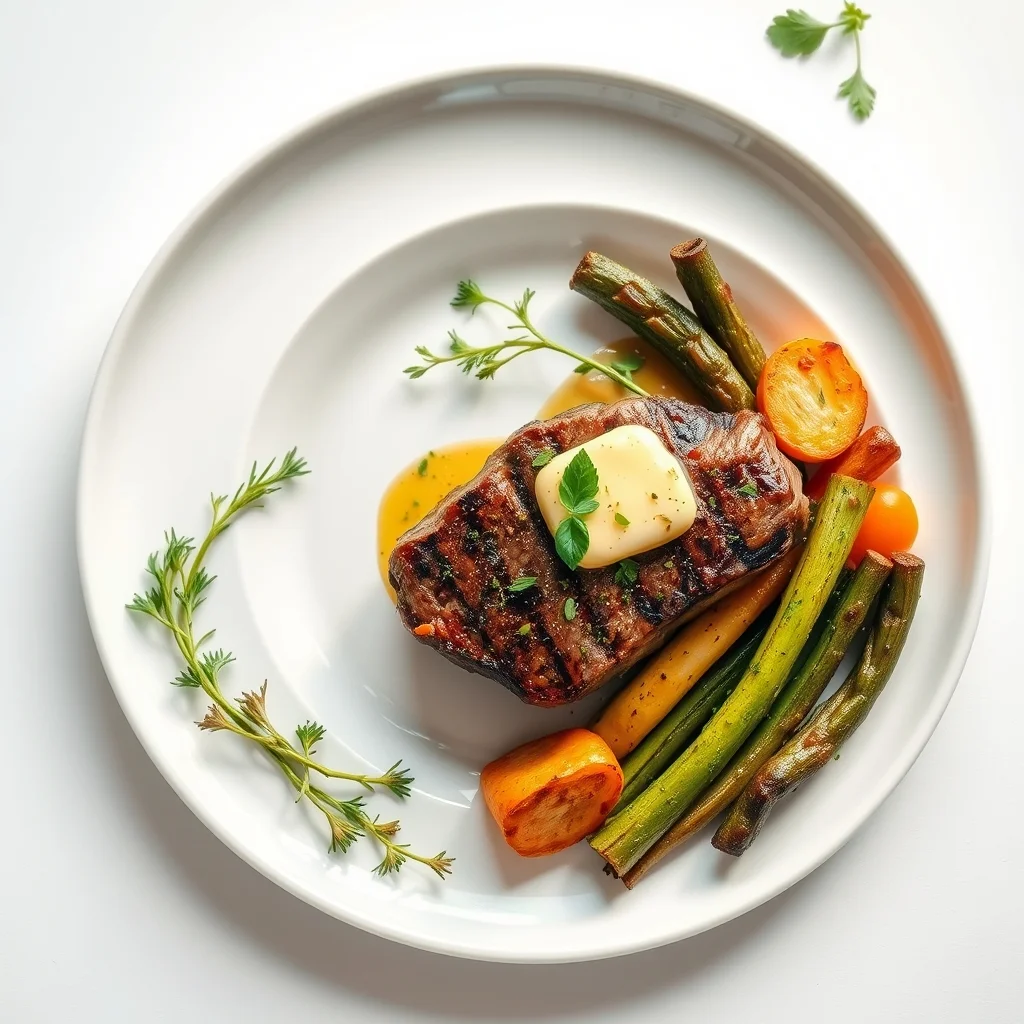 Herb Butter Seared Steak with Seasonal Veggies