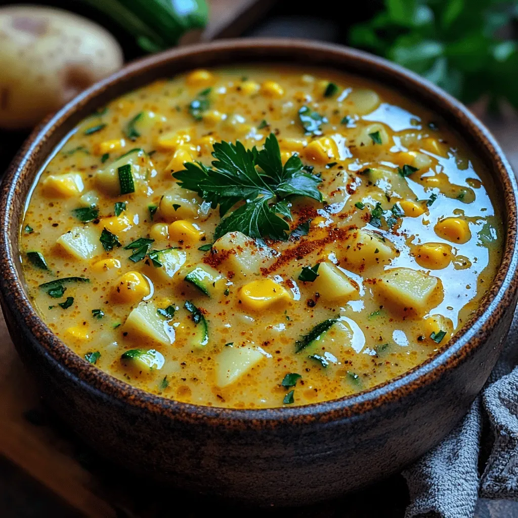 Sunny Creamy Corn and Zucchini Chowder Recipe