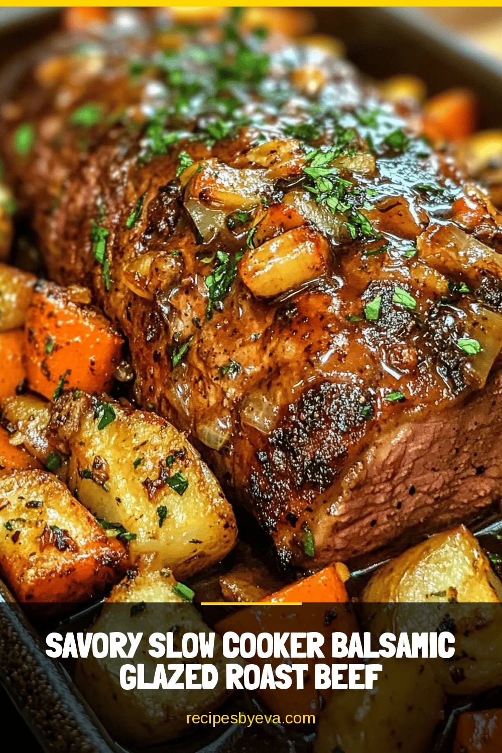 Savory Slow Cooker Balsamic Glazed Roast Beef