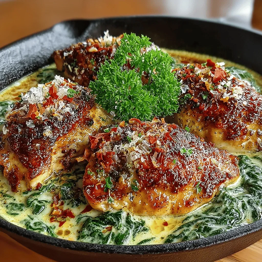 Garlic Lovers’ Creamy Spinach Chicken Skillet