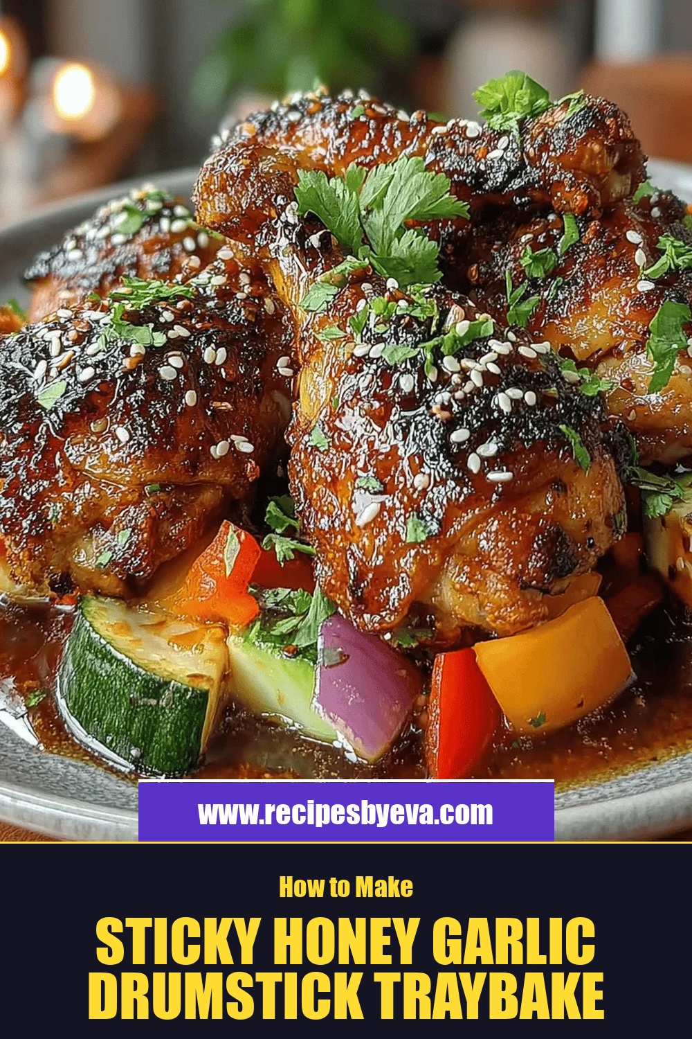 Sticky Honey Garlic Drumstick Traybake