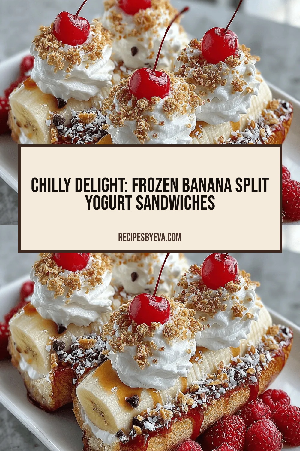 Chilly Delight: Frozen Banana Split Yogurt Sandwiches