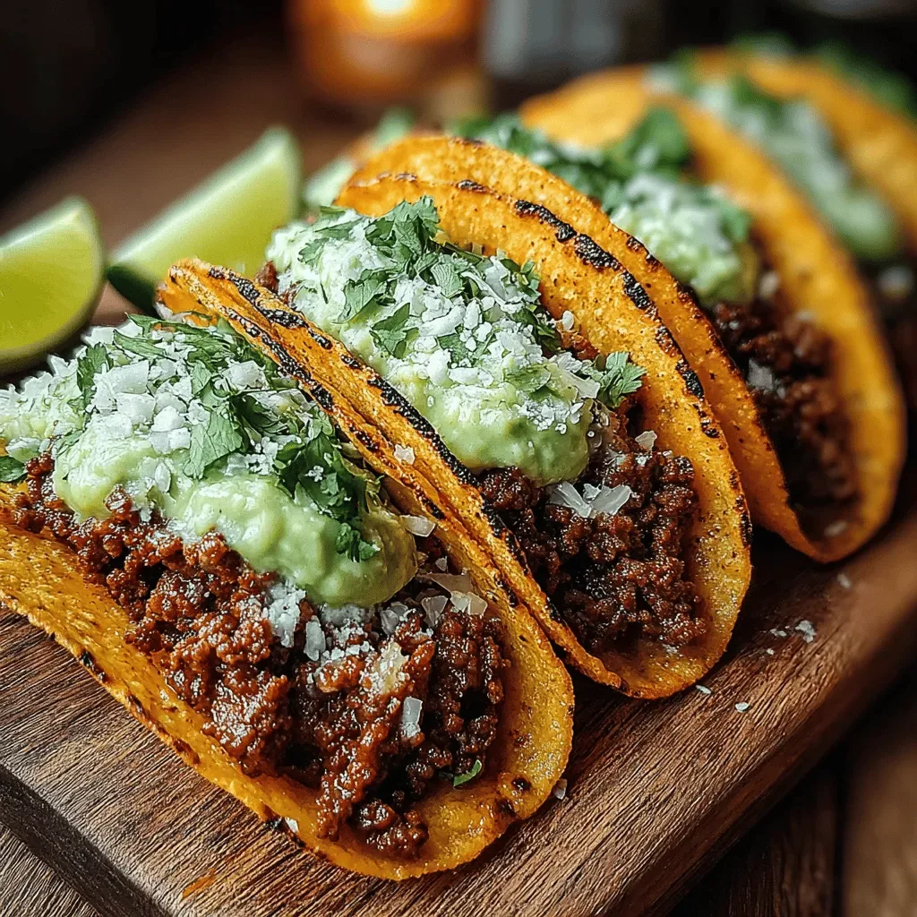 Zesty Quick Beef Tacos with Avocado Lime Sauce