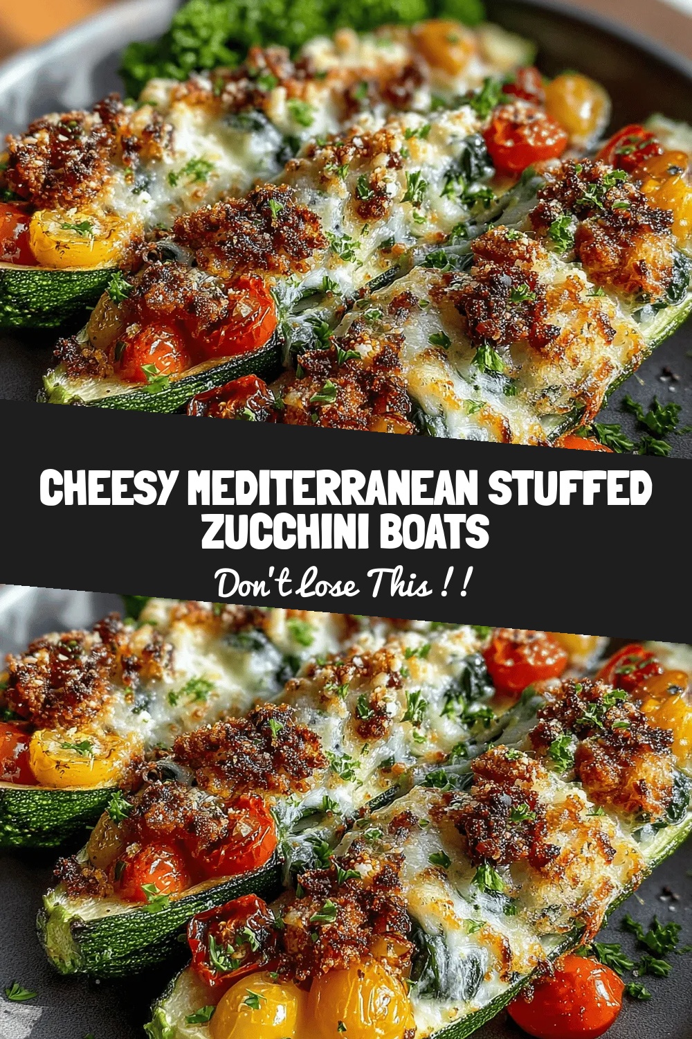 Cheesy Mediterranean Stuffed Zucchini Boats