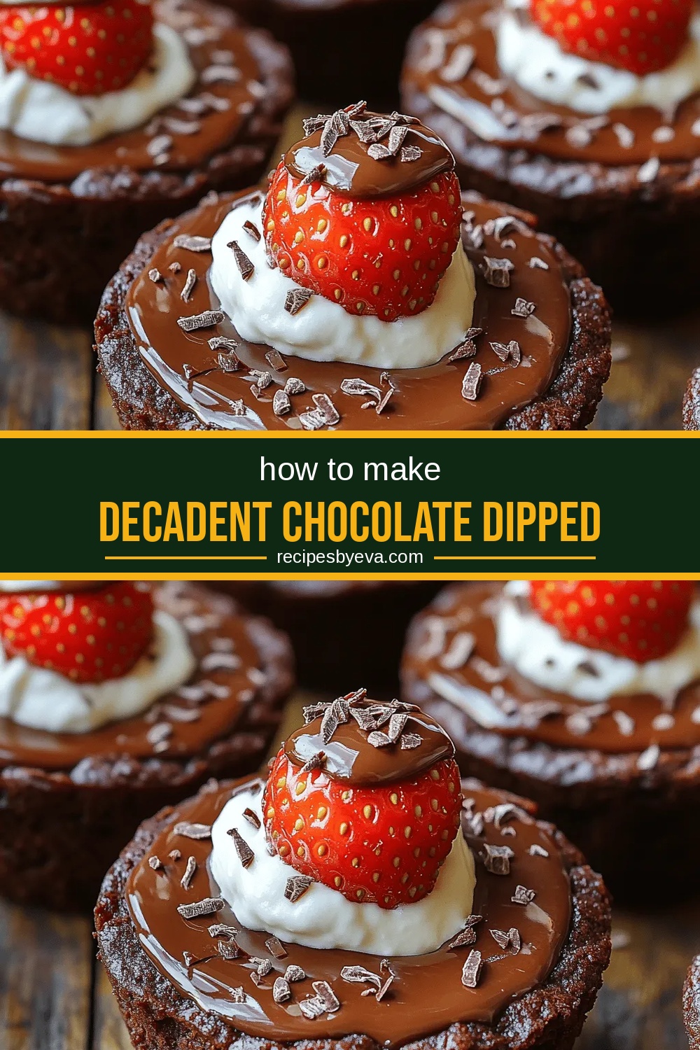 Decadent Chocolate Dipped Strawberry Brownie Cups