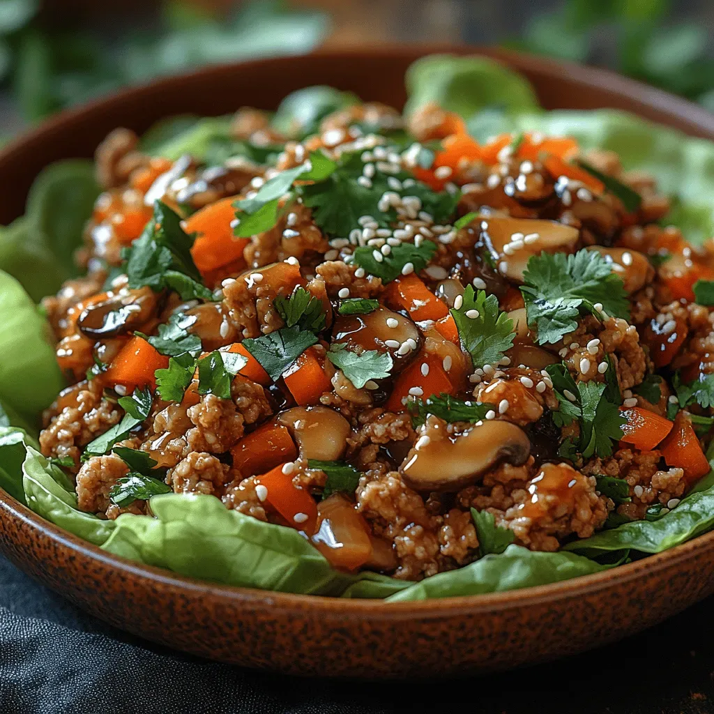 Crunchy Sesame Hoisin Ground Chicken Lettuce Wraps