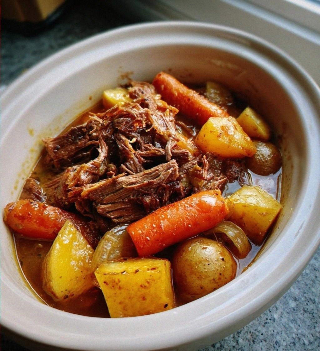 3-Ingredient Beef Pot Roast Crock Pot Magic – Fall-Apart Tender!