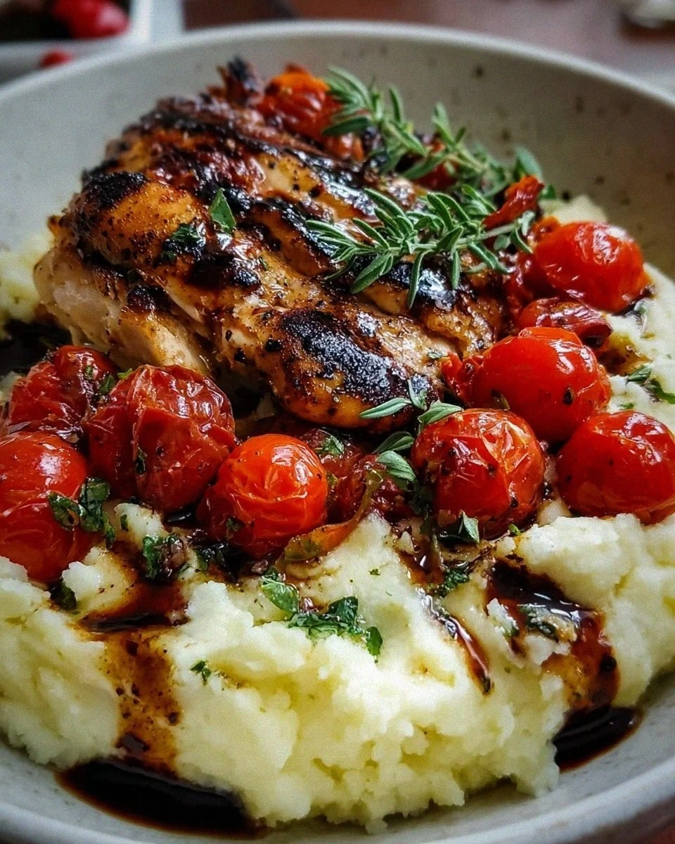 Balsamic Grilled Chicken with Herbed Mashed Potatoes