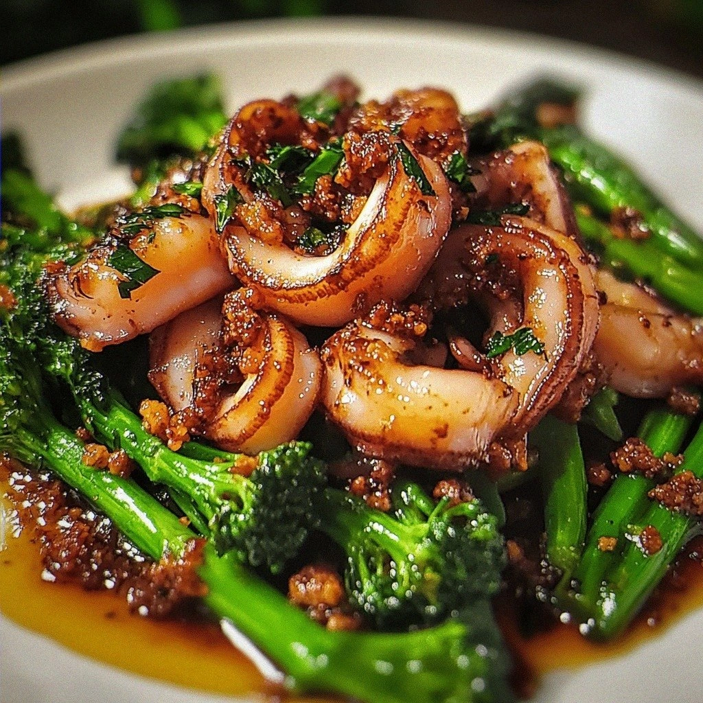Citrus-Spiced Baby Octopus with Crunchy Broccolini