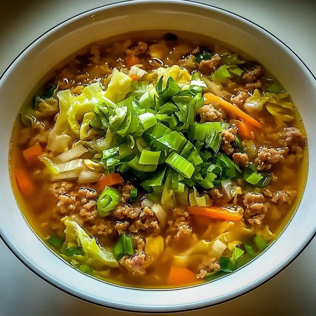 Comforting Egg Roll Soup with Green Onions for Cozy Nights