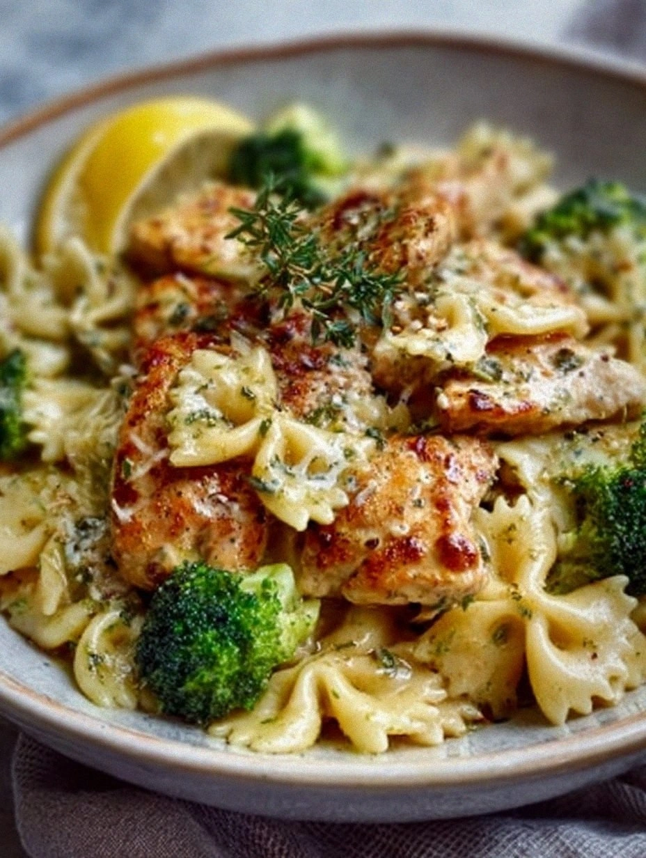 Cowboy Butter Lemon Bowtie Chicken with Broccoli Recipe