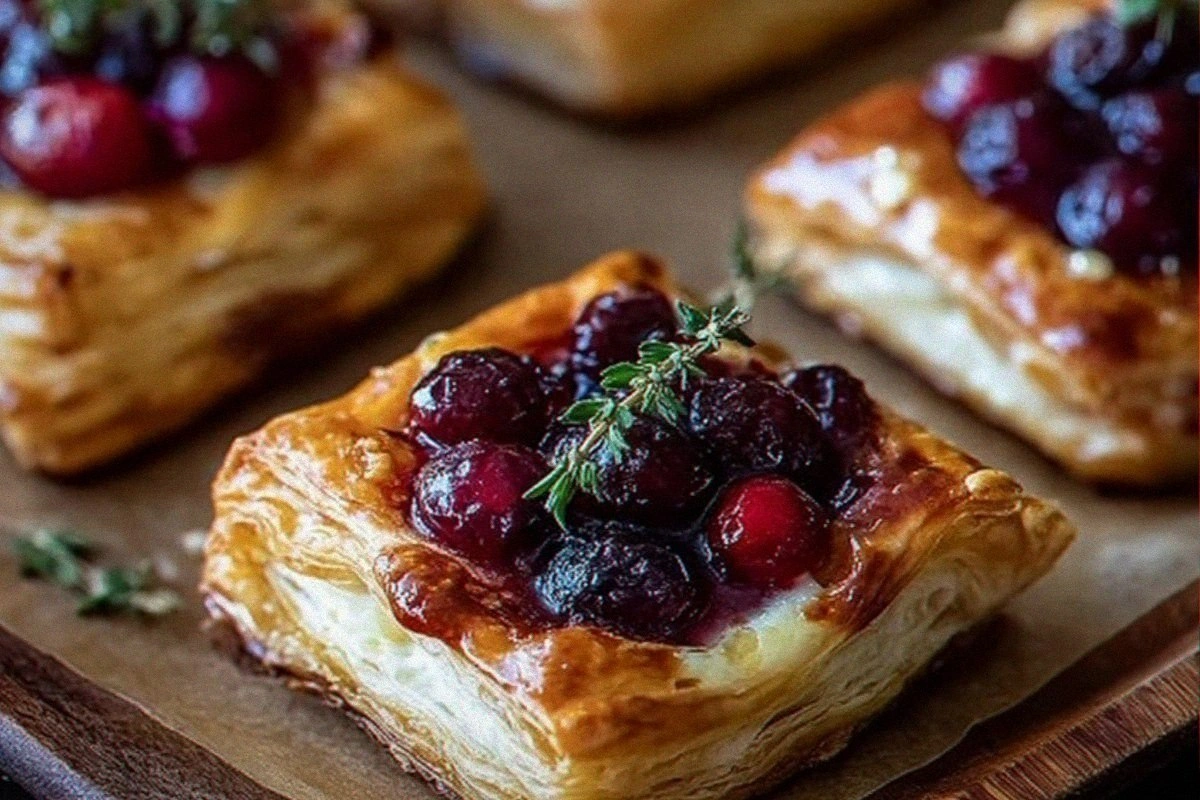 Cranberry Brie Puff Pastry Bites