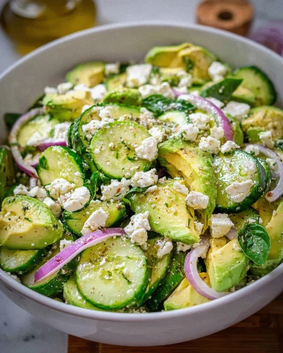 Cucumber Avocado Feta Salad