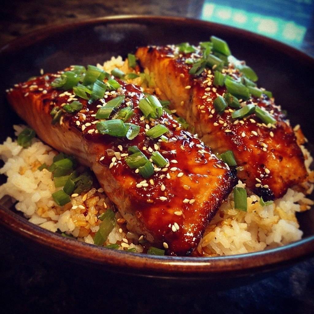 Miso Glazed Salmon Rice Bowl