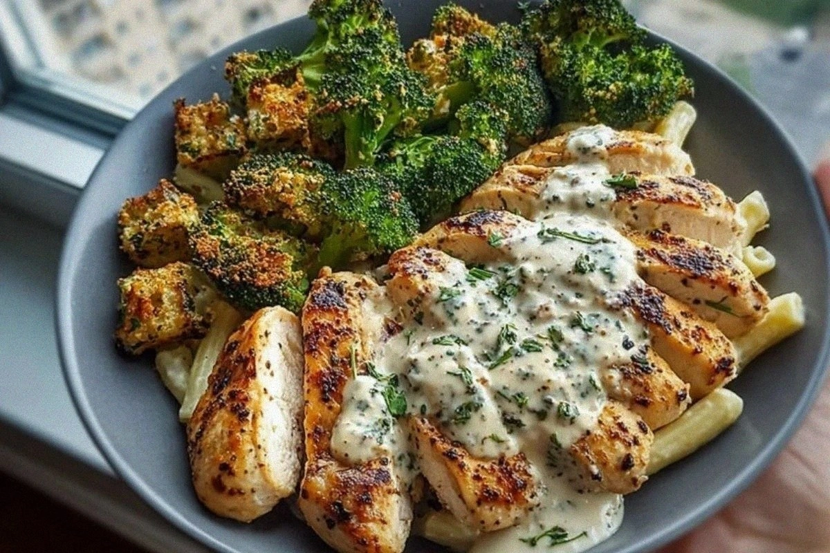 Ultimate Greek Chicken Alfredo Recipe with Crispy Parmesan Broccoli