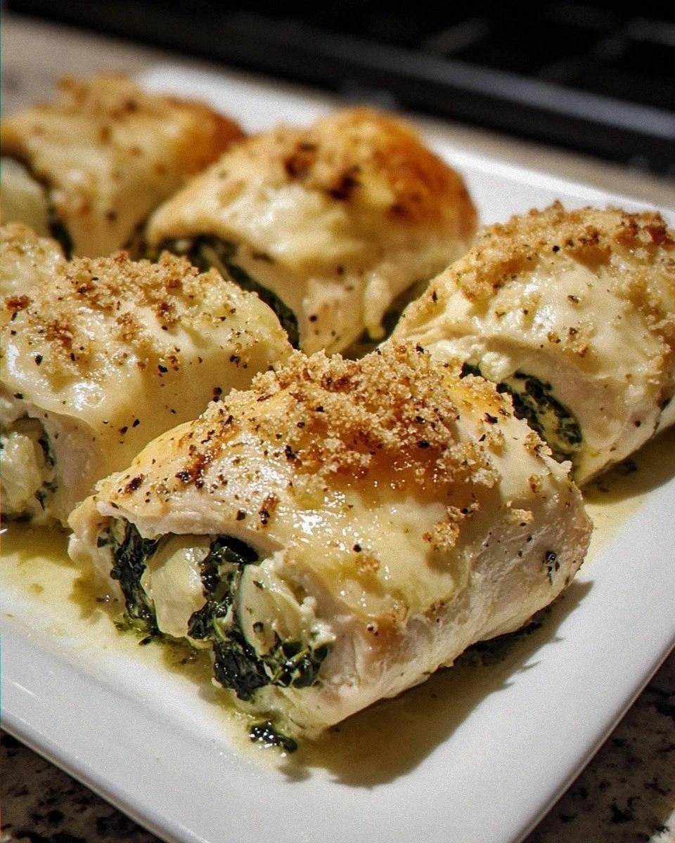Creamy Spinach Artichoke Chicken Roll-Ups