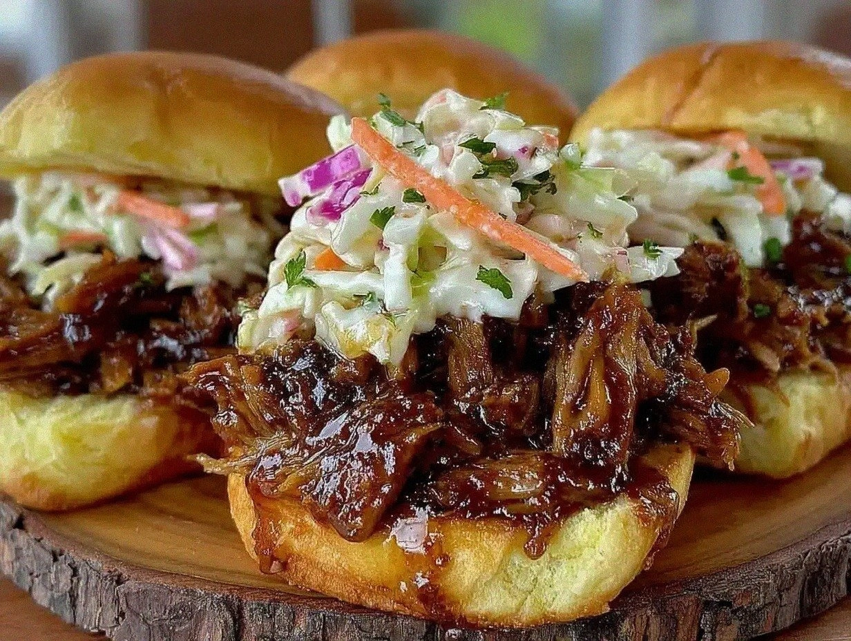 Savory BBQ Pulled Pork Sliders Recipe with Easy Creamy Coleslaw