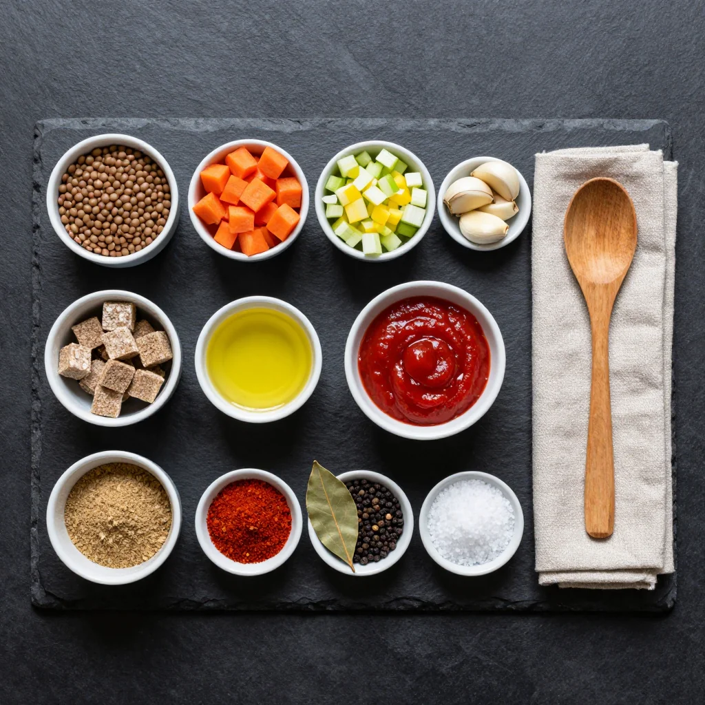 Ingredients for cozy onepot lentil and carrot soup for healthy winter dinners