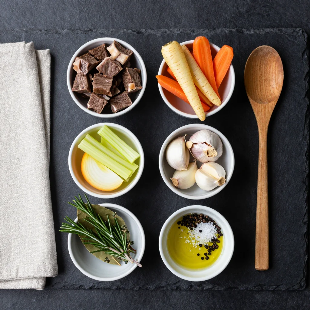 Ingredients for slow cooker beef pot roast with root vegetables for holiday comfort