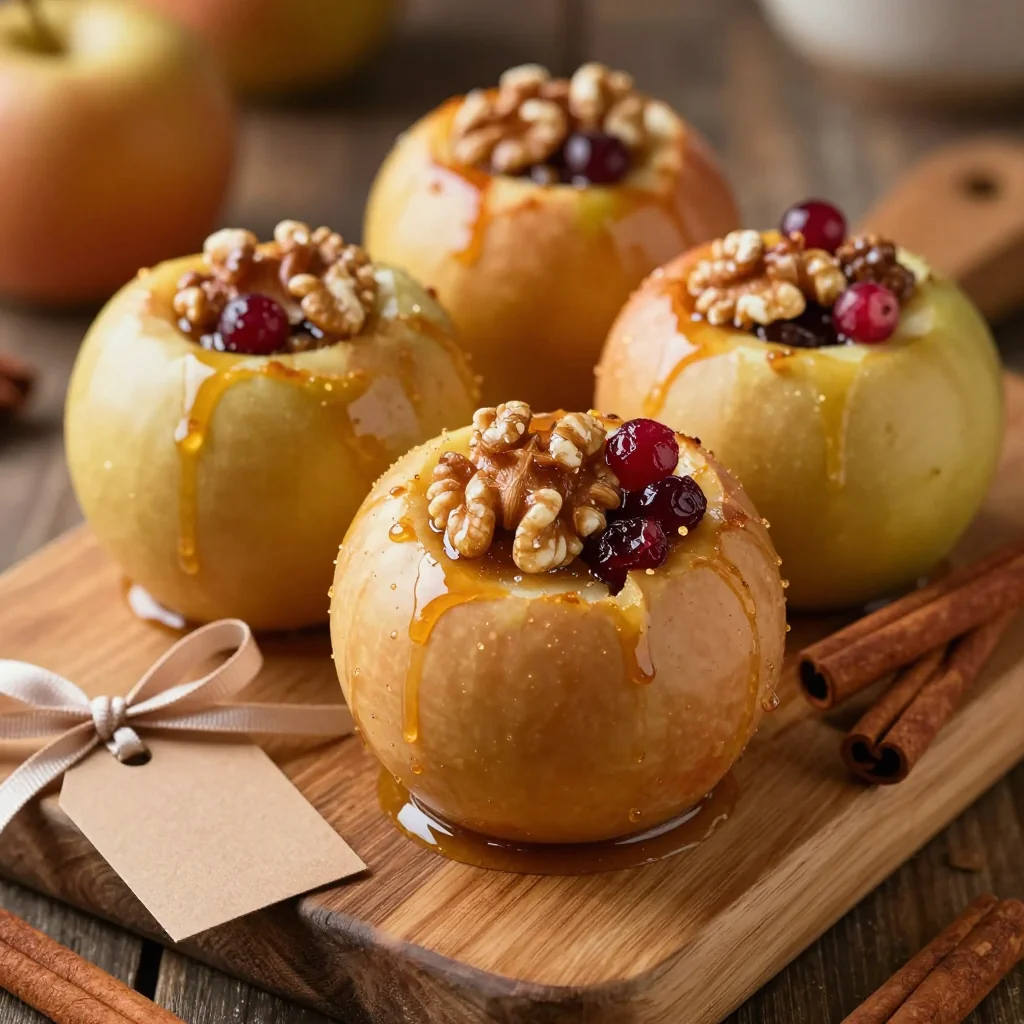 baked apples filled with walnuts and cranberries for edible gifts