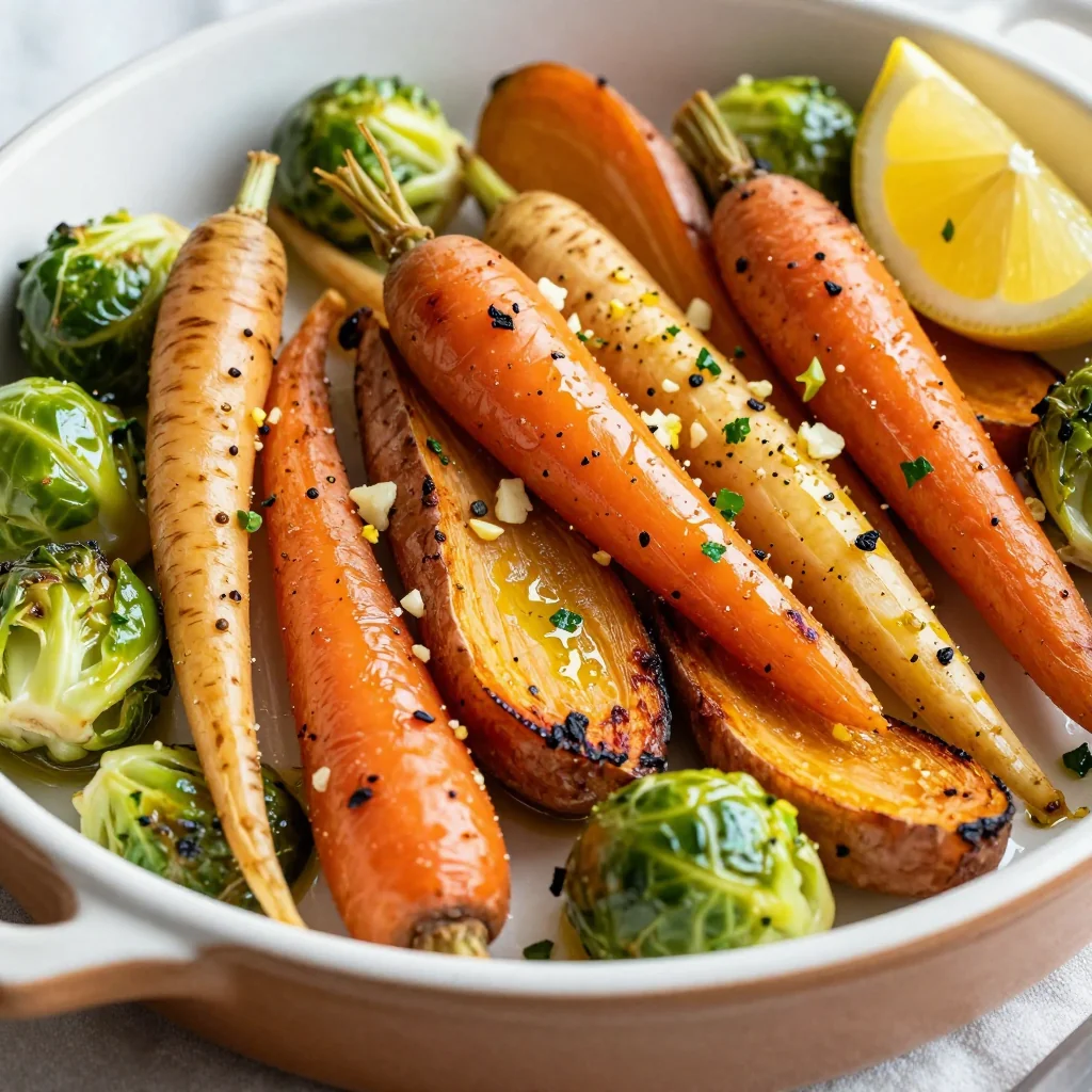 batch cook garlic lemon roasted winter vegetables for easy dinners