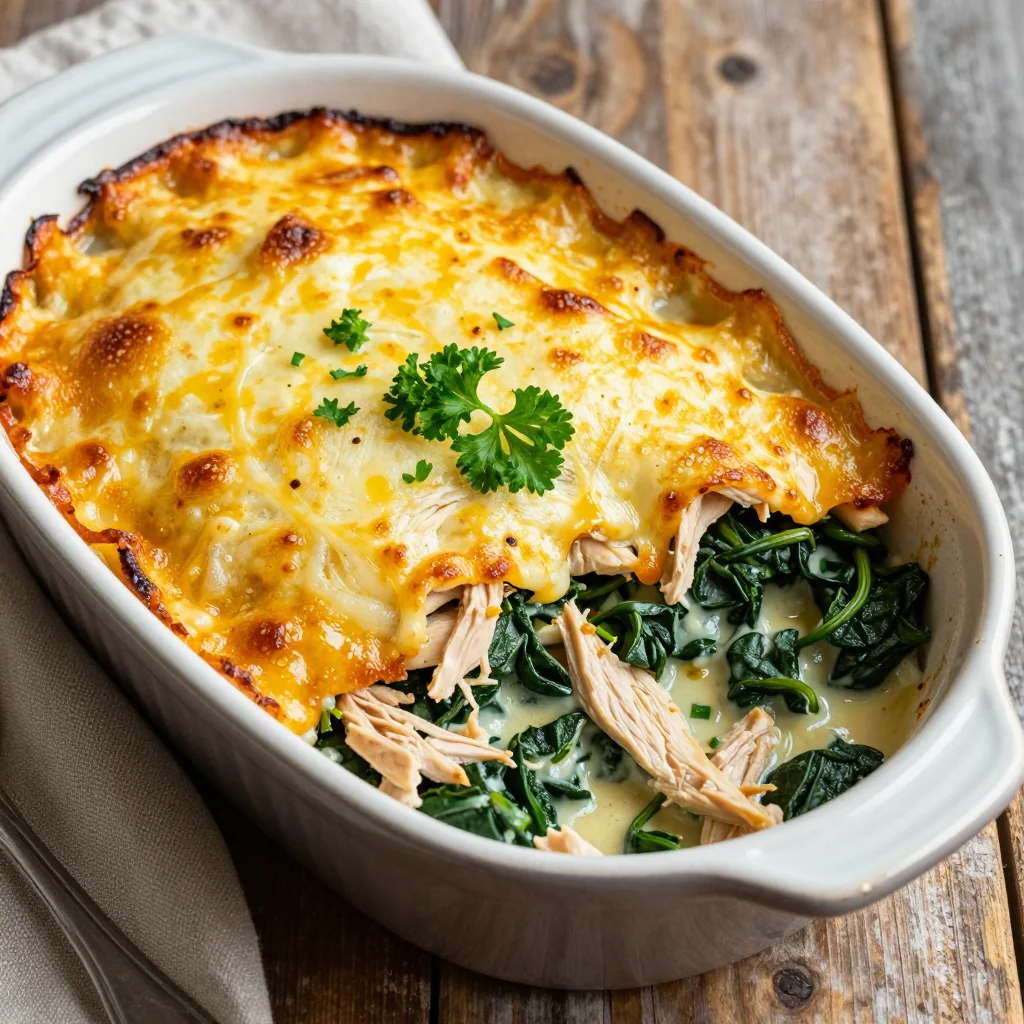batch cook healthy chicken and spinach casserole for suppers