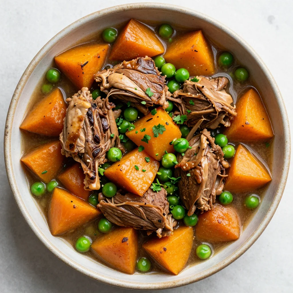 batch cook slow cooker turkey and sweet potato stew for family meals