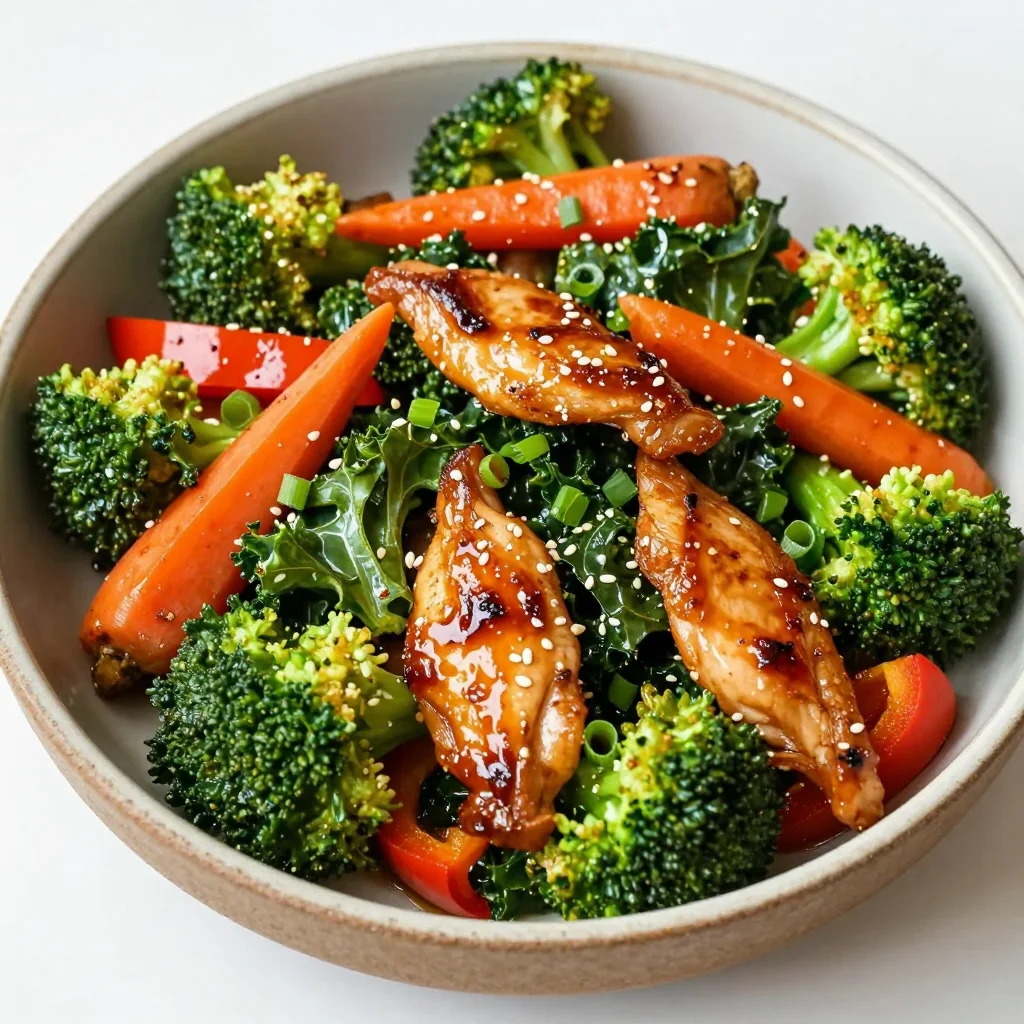 batch cooking friendly chicken and vegetable stirfry with kale