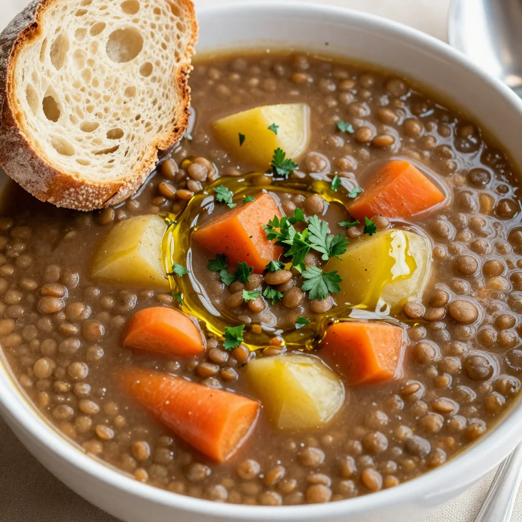 batch cooking friendly one pot lentil and root vegetable soup for families