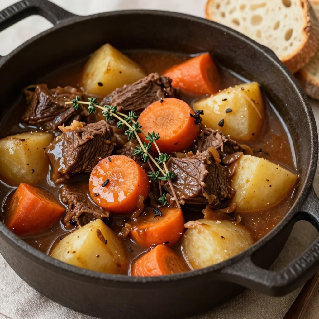 batch cookingfriendly beef and winter vegetable stew with garlic