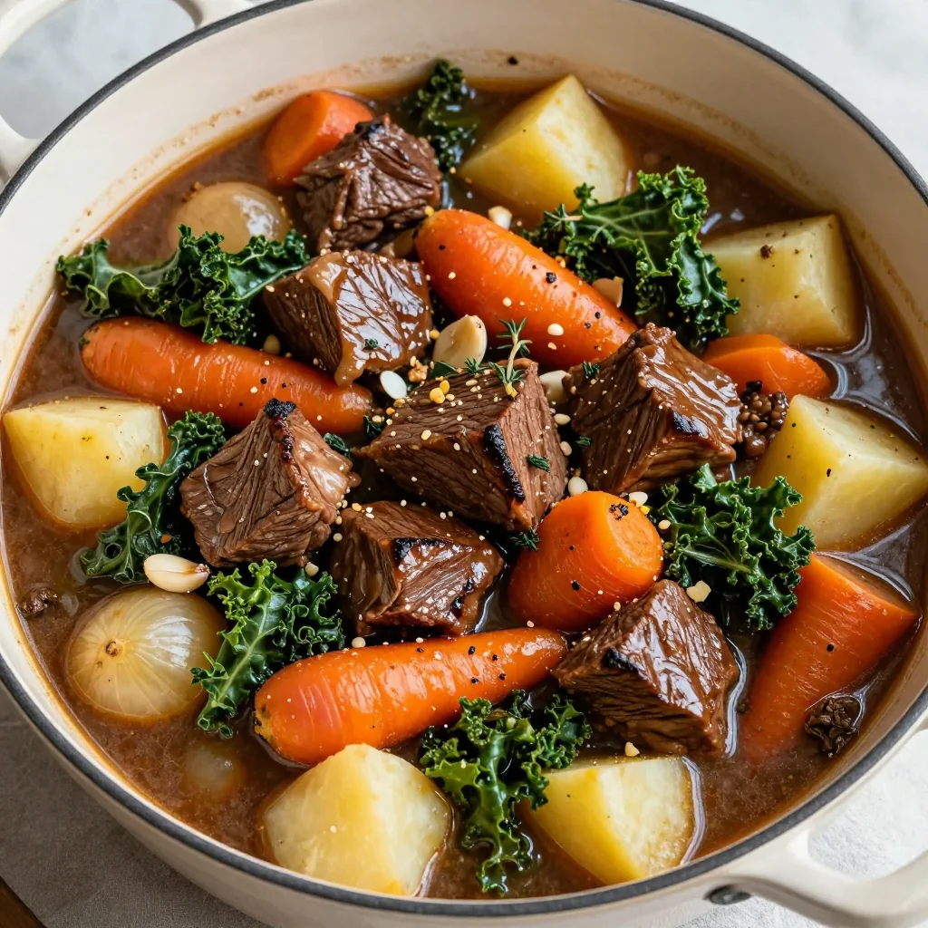 batch cookingfriendly beef and winter vegetable stew with garlic