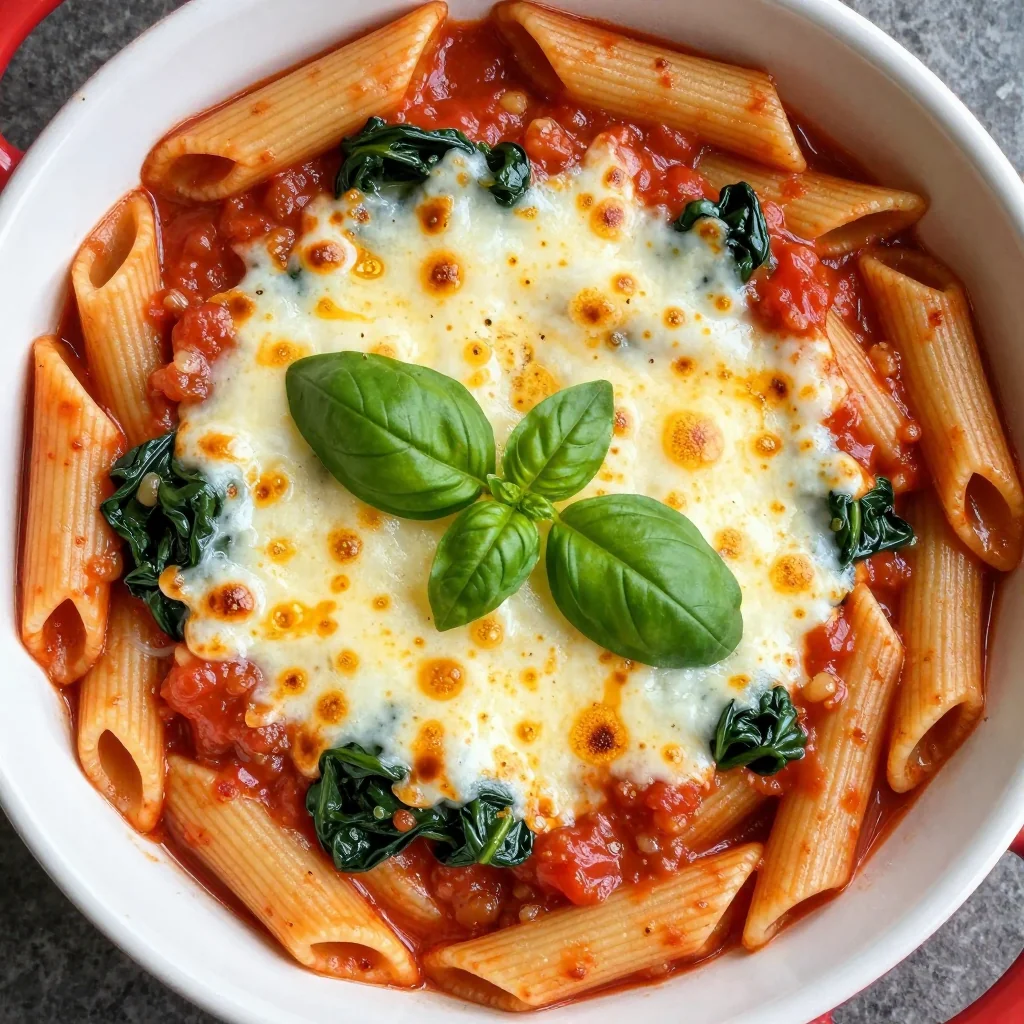 Budget Friendly Creamy Tomato and Spinach Pasta Bake