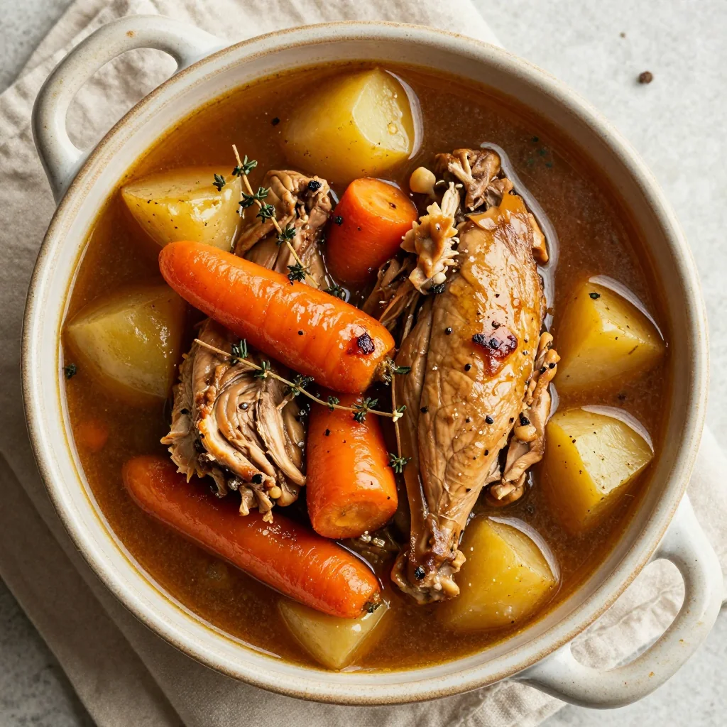 budget friendly slow cooker turkey and root vegetable stew for cozy suppers