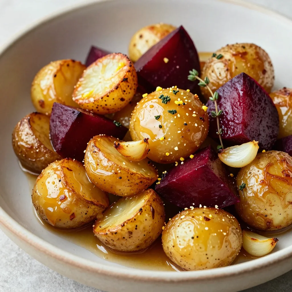budgetfriendly lemon and garlic roasted beets and potatoes for supper