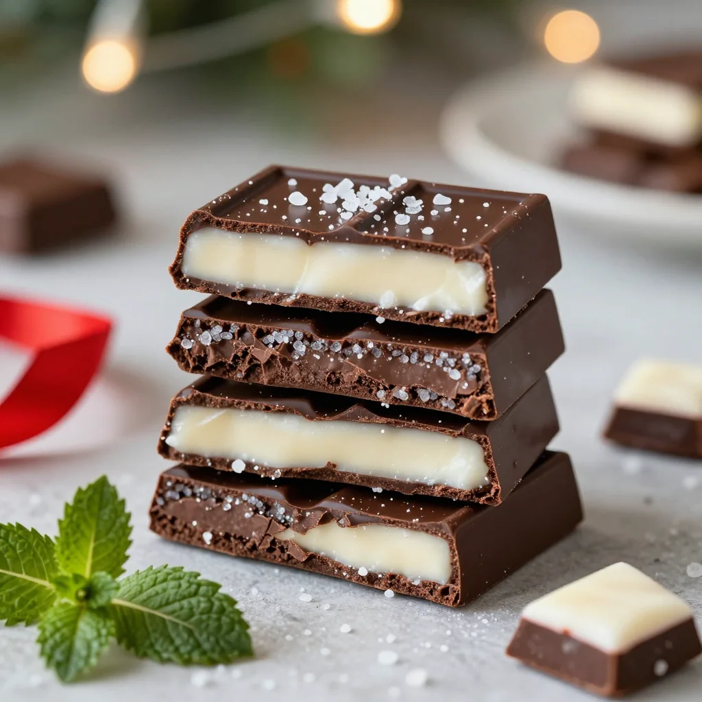 chocolate peppermint bark with sea salt for christmas treat boxes