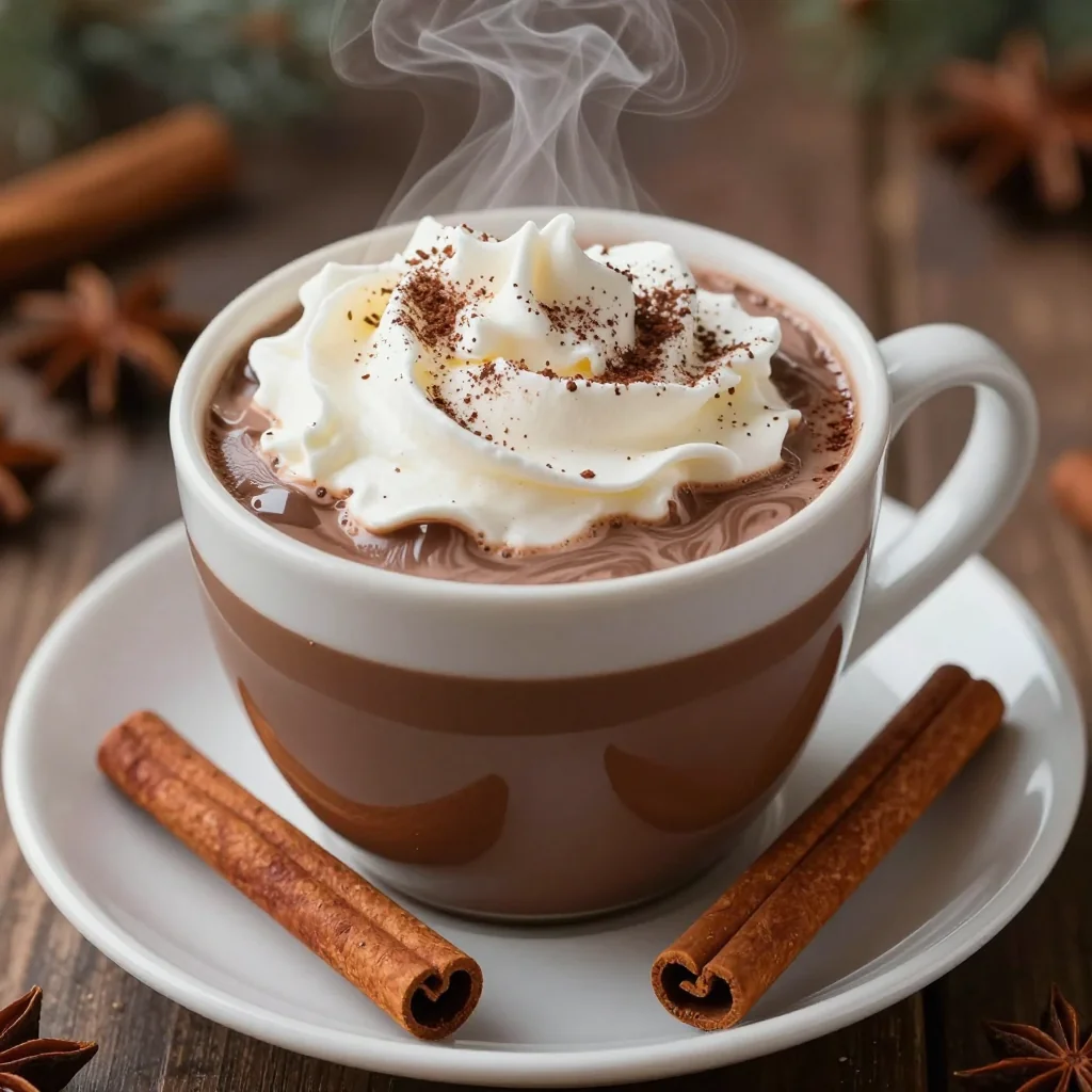 cinnamon and nutmeg spiced hot chocolate for holiday indulgence