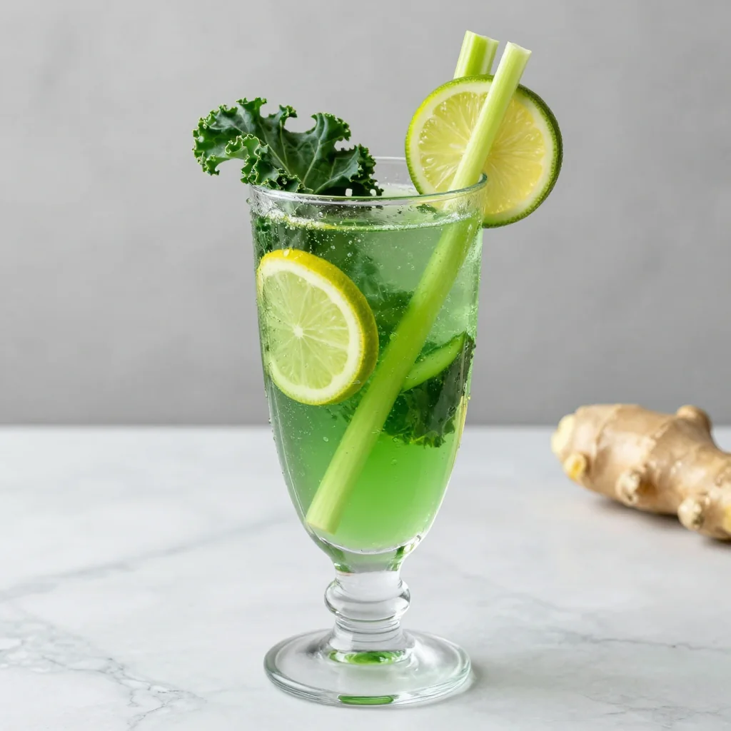 Citrus Green Juice Elixir Detoxifying Morning Ritual served in a frosty glass with mint garnish