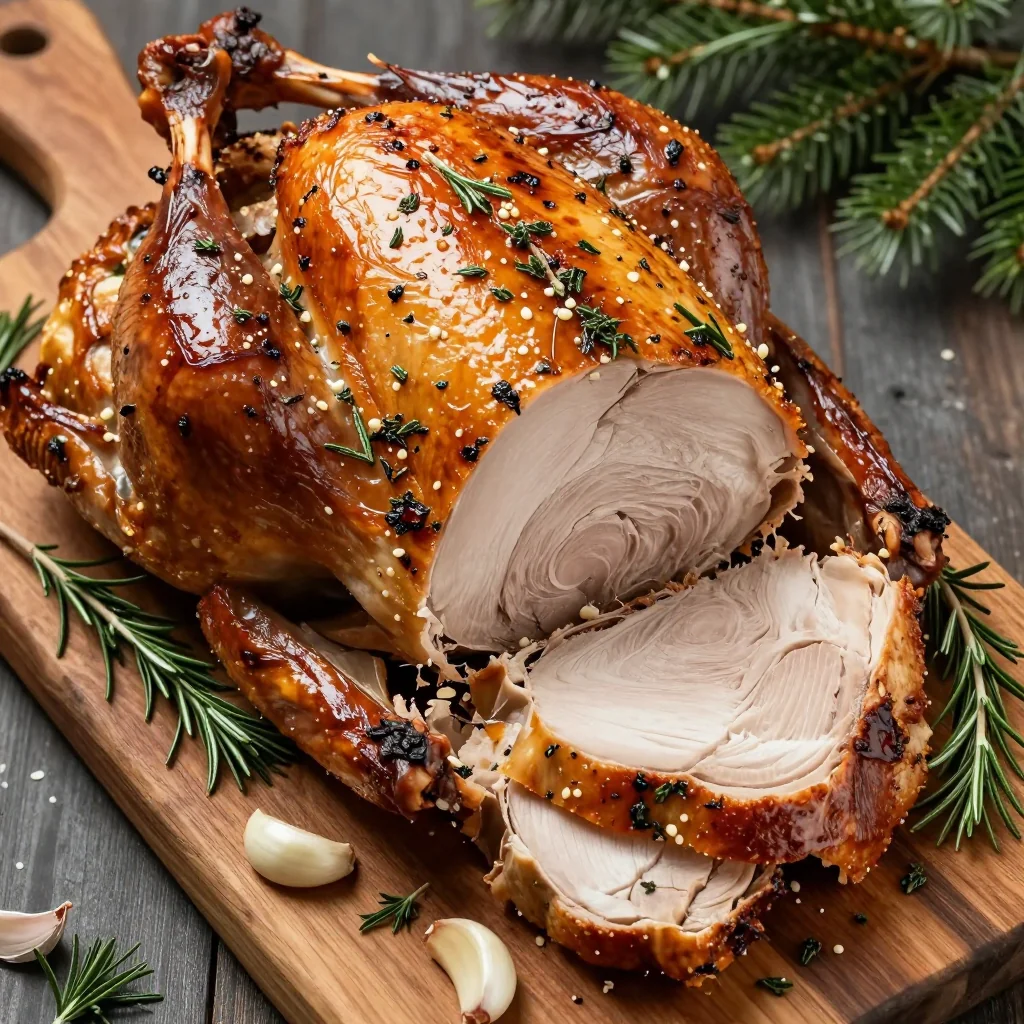 classic herbroasted turkey breast with garlic for christmas family feasts
