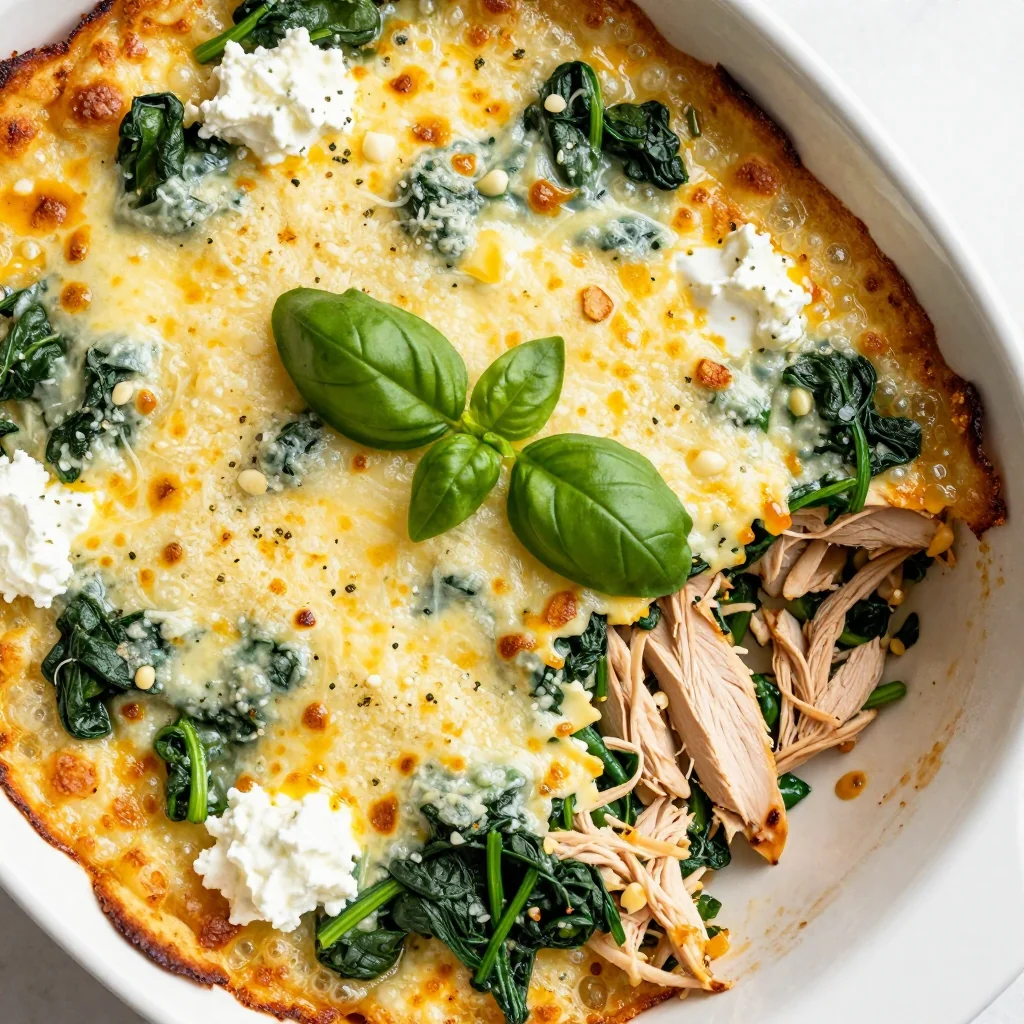 comforting high protein chicken and spinach casserole for nights