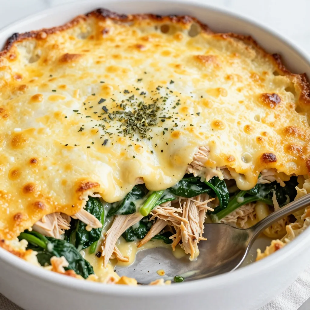 comforting high protein chicken and spinach casserole for nights