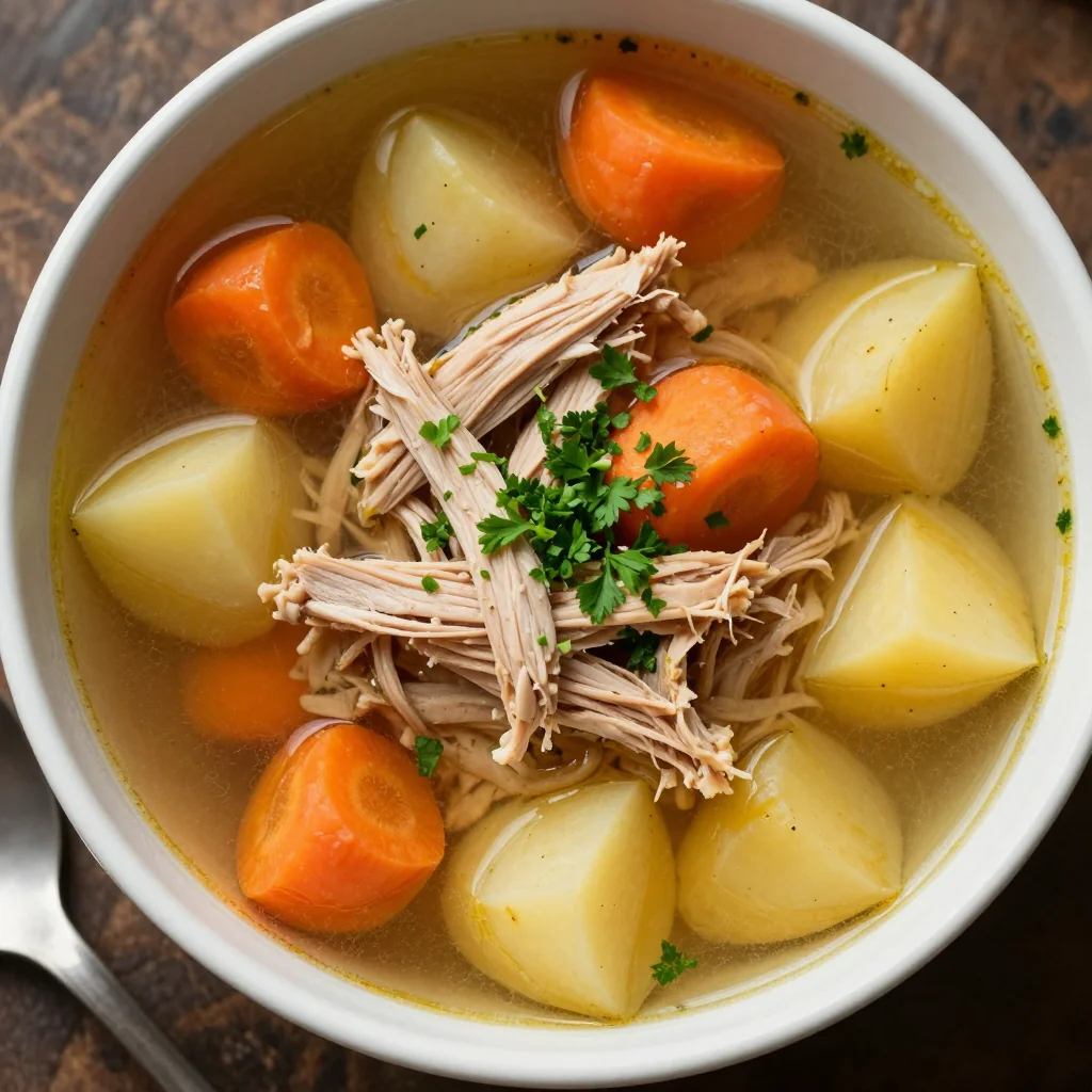 comforting slow cooker turkey soup with winter root vegetables