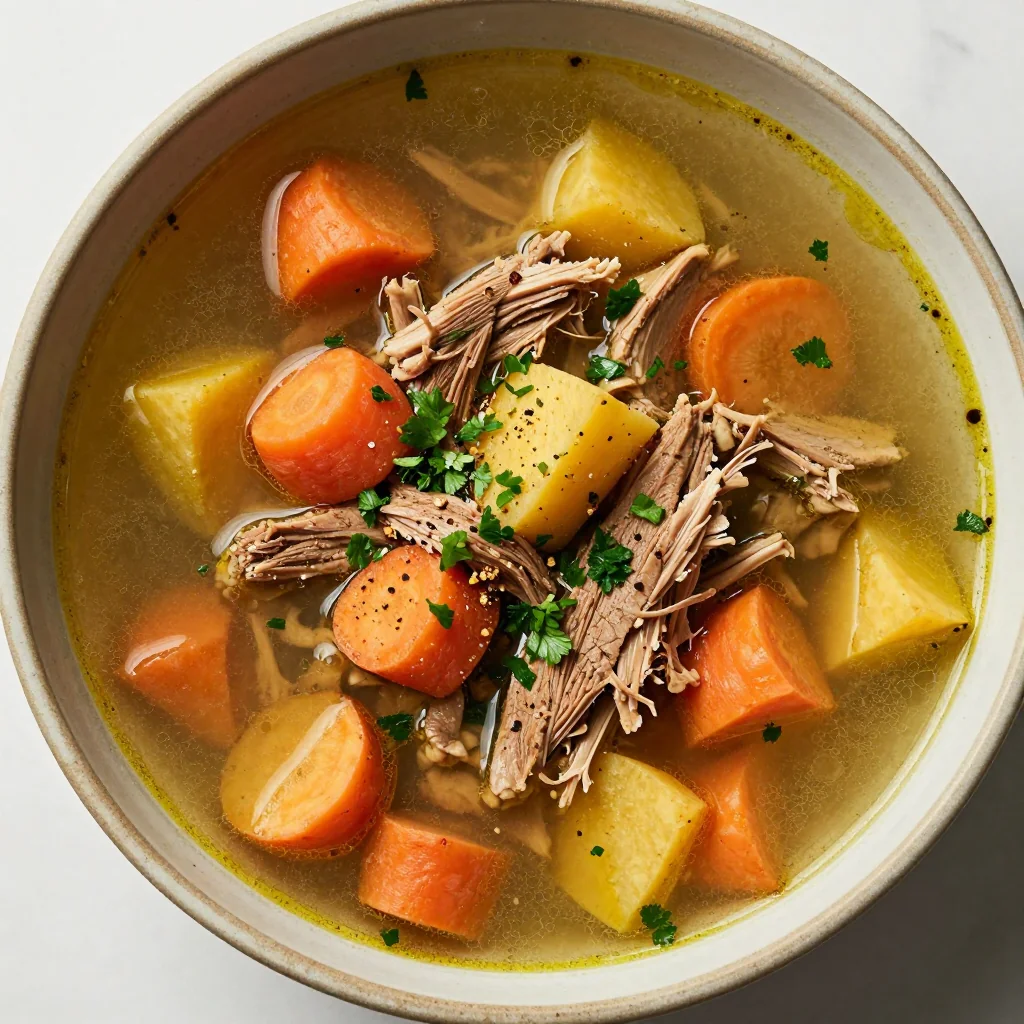 comforting slow cooker turkey soup with winter root vegetables