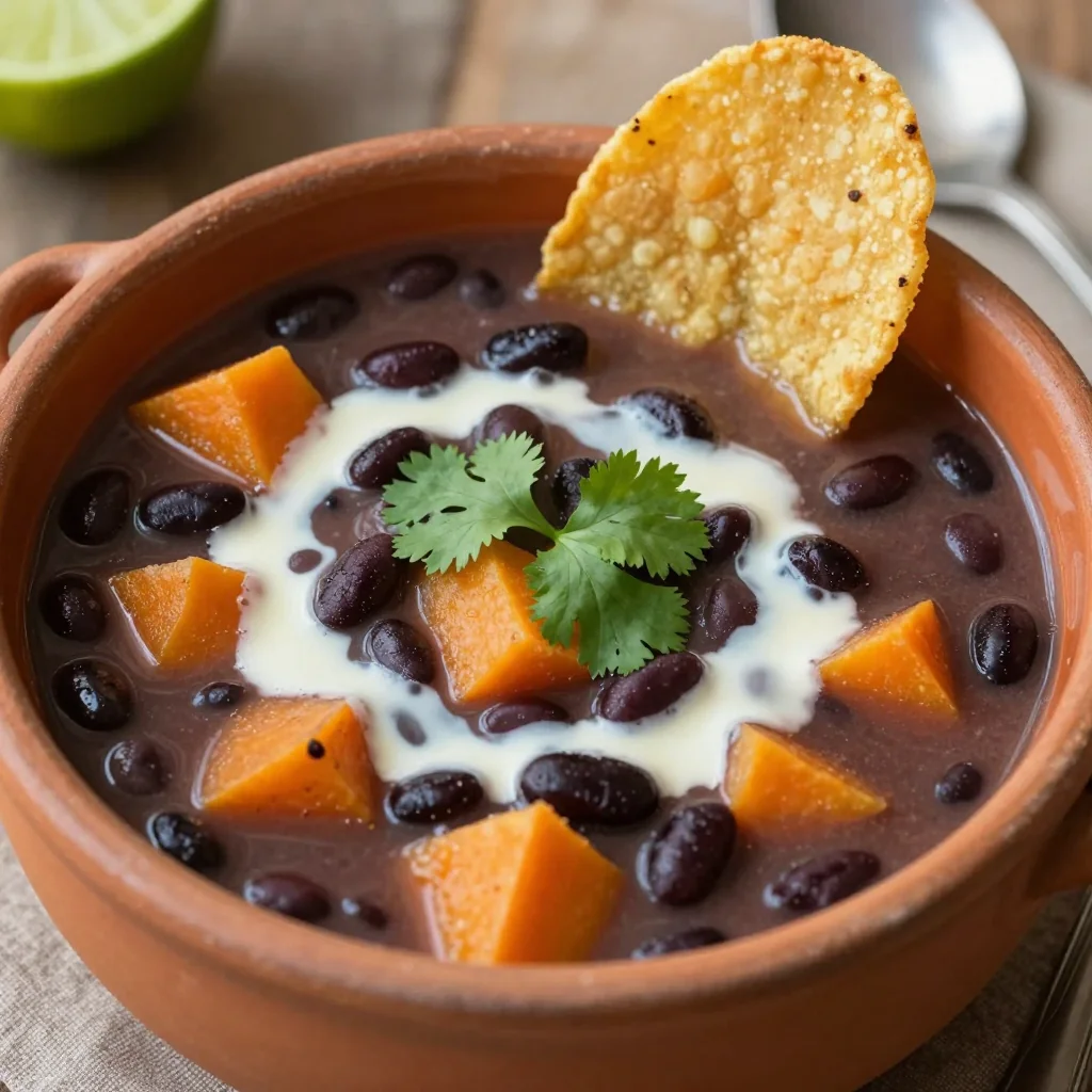 comforting sweet potato and black bean soup for winter evenings