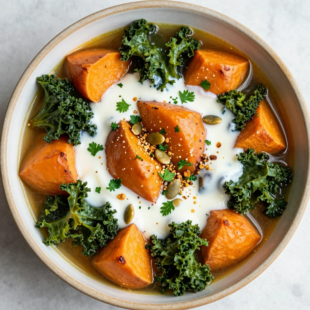 comforting sweet potato and kale stew for cold winter nights