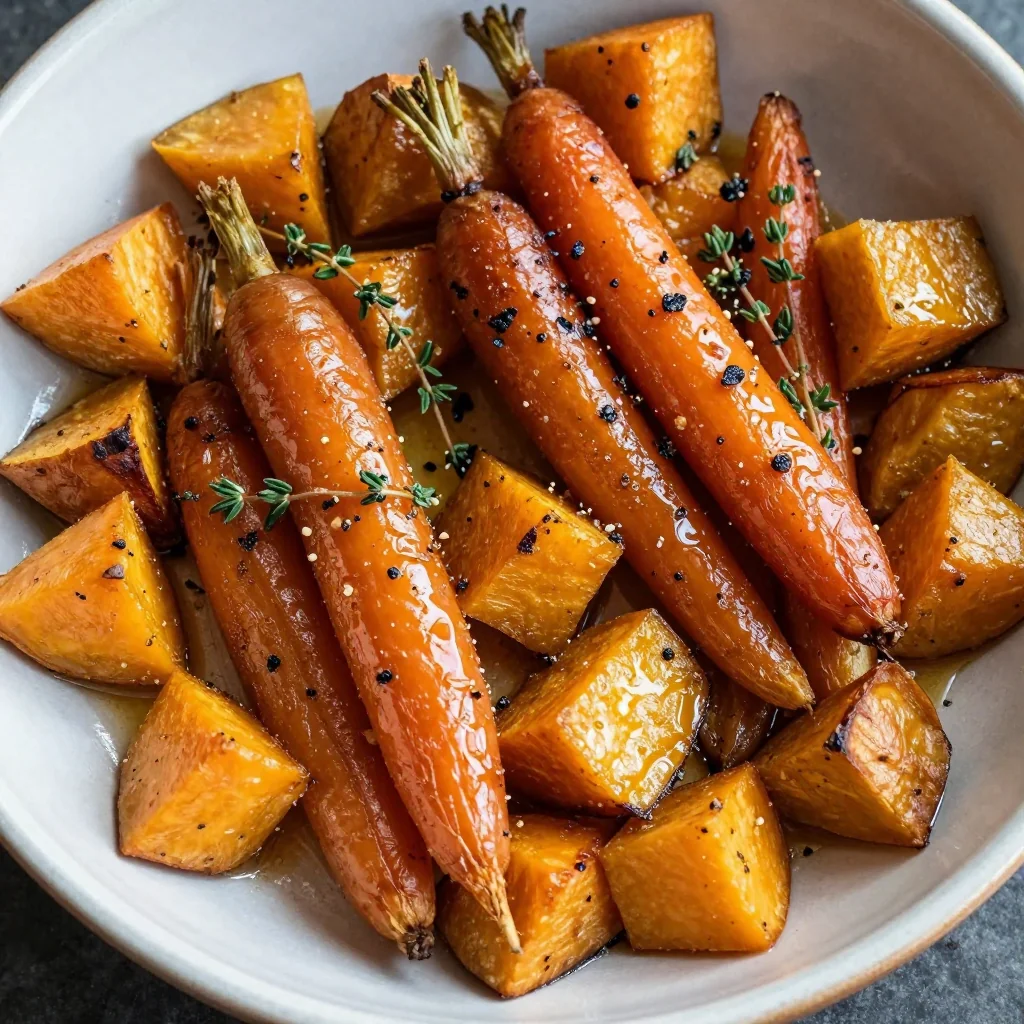 cozy garlic roasted root vegetable and sweet potato casserole
