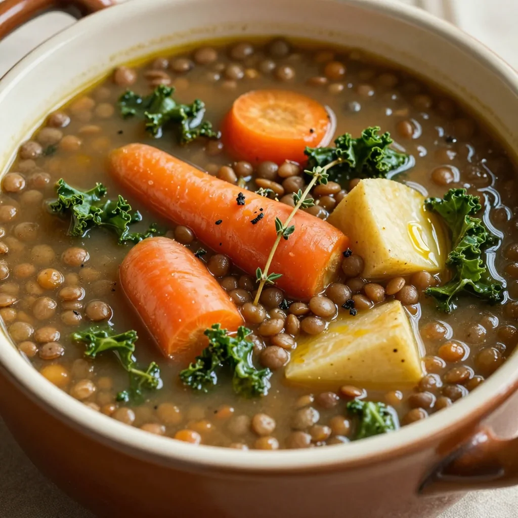 cozy one pot lentil and winter vegetable soup for healthy family suppers