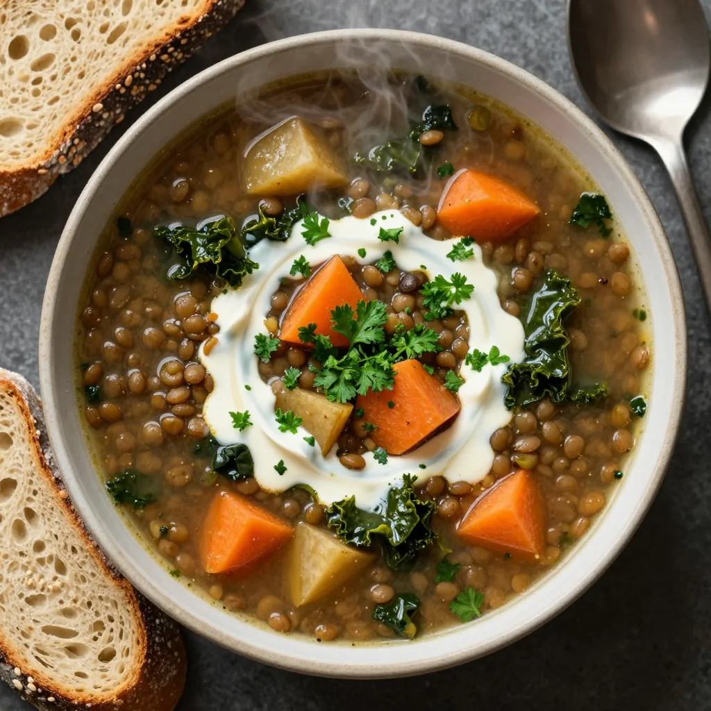 cozy one pot lentil and winter vegetable soup for healthy family suppers