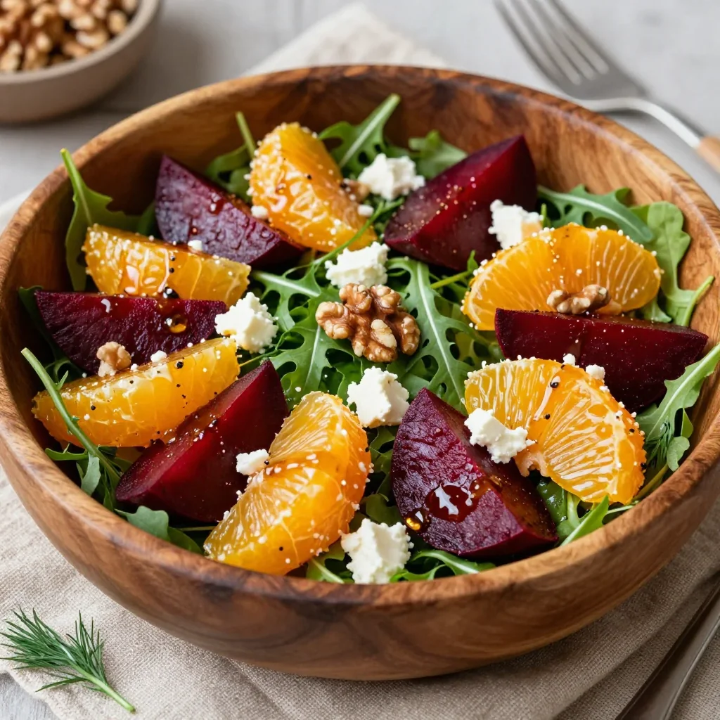 cozy roasted beet and orange salad with walnuts for january lunch